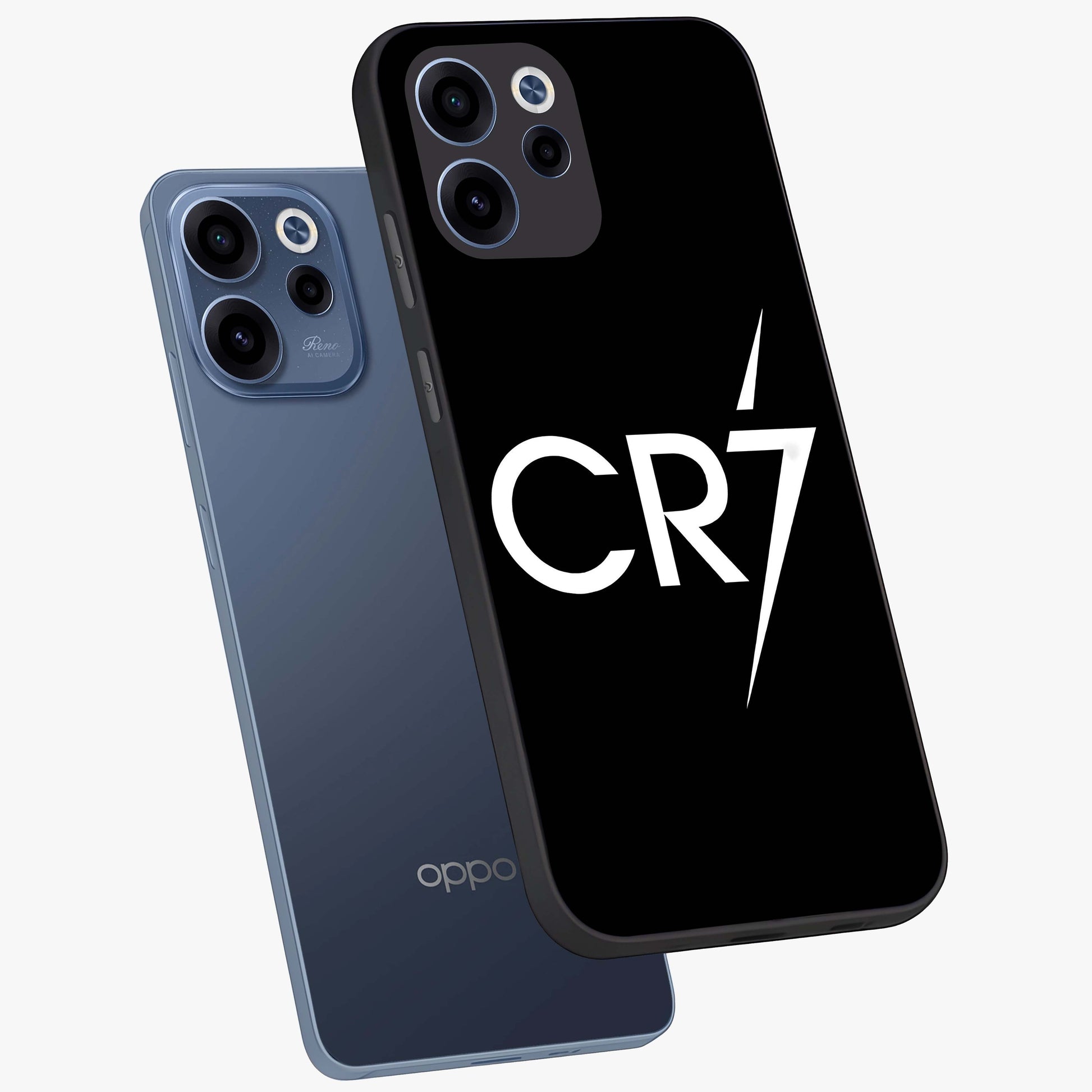 Cr7 Elite Strike Glass Case displayed in angled mockup highlighting powerful sports graphic with bold athletic theme.