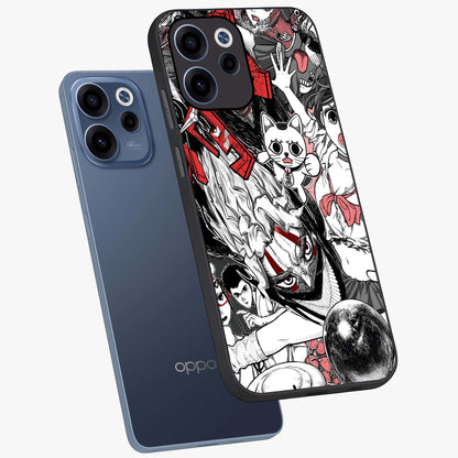 Crimson Chaos Panel Glass Case displayed in angled mockup highlighting chaotic panel style design with modern graphic theme.