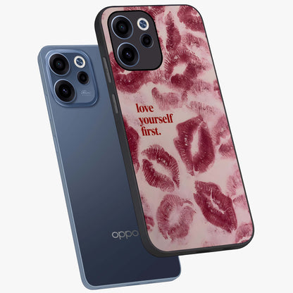 Crimson Kiss Love Glass Case displayed in angled mockup highlighting bold love inspired design with modern aesthetic style.