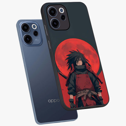 Crimson Moon Warlord Glass Case displayed in angled mockup highlighting dramatic crimson moon design with fantasy aesthetic.