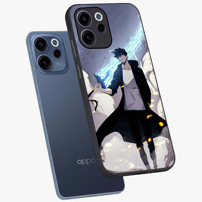 Dark Lightning Anime Warrior Glass Case displayed in angled mockup highlighting powerful lightning themed anime illustration.