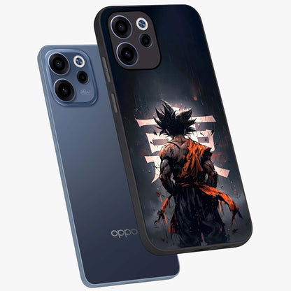Dark Warrior In Rain Glass Case displayed in angled mockup highlighting dramatic warrior illustration with dark rain aesthetic.