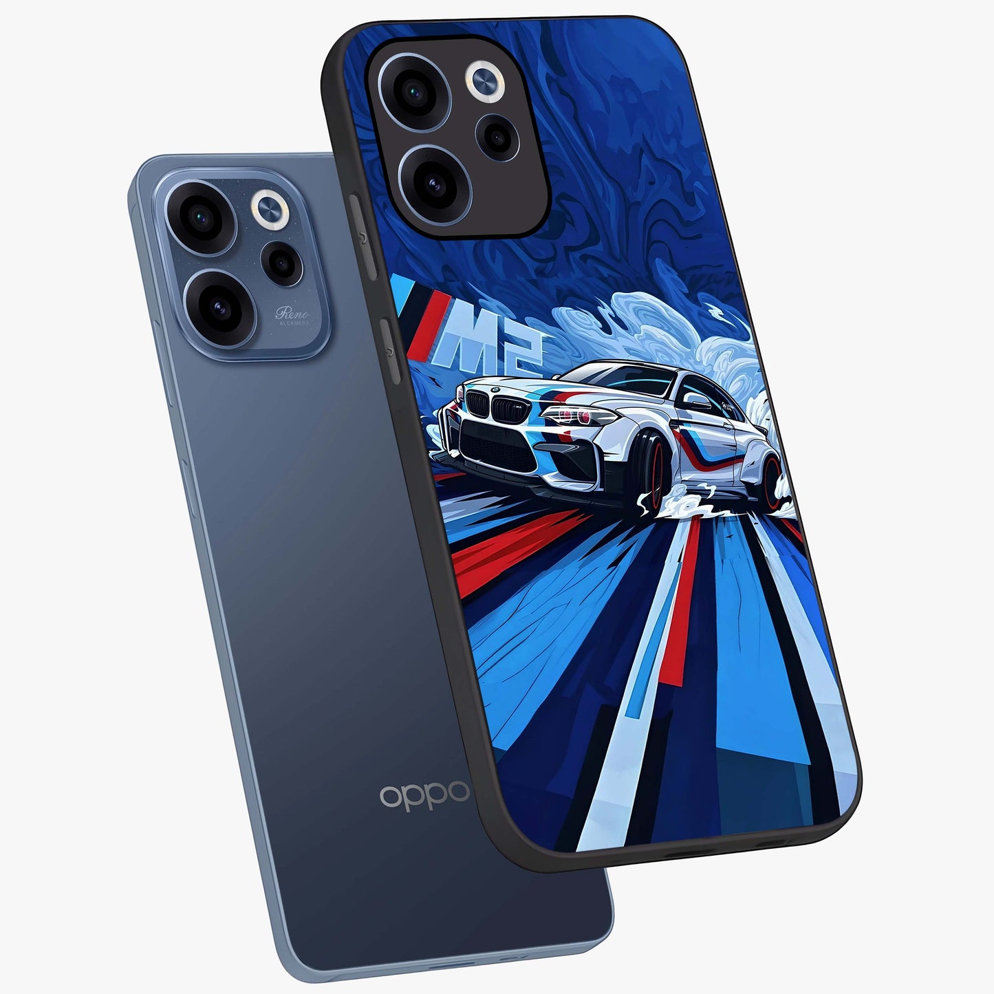 Drift Power Rush Glass Case displayed in angled mockup highlighting powerful drift car design with sporty aesthetic style.