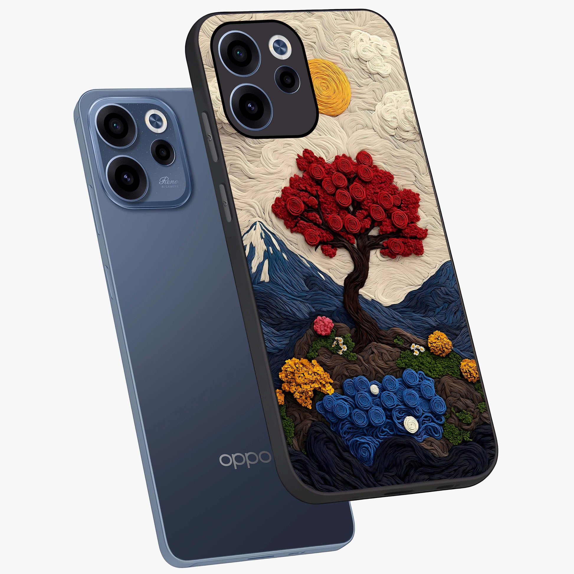 Eternal Nature Tapestry Glass Case displayed in angled mockup highlighting detailed botanical pattern with artistic aesthetic.