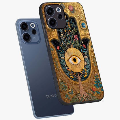 Ethereal Evil Eye Glass Case displayed in angled mockup highlighting protective evil eye symbol with spiritual aesthetic design.