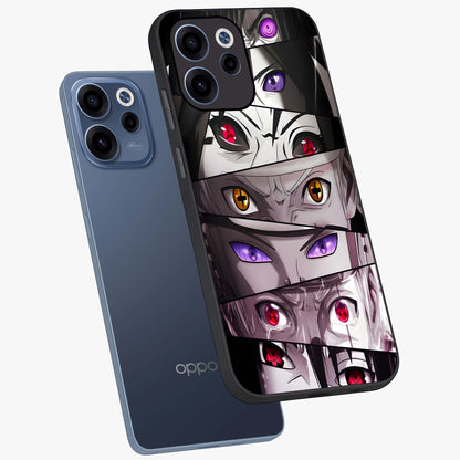 Eyes of Destiny Glass Case displayed in angled mockup highlighting bold eye illustration with mystical aesthetic style.