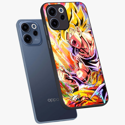 Firing Goku Glass Case displayed in angled mockup highlighting dynamic anime character design with action aesthetic.