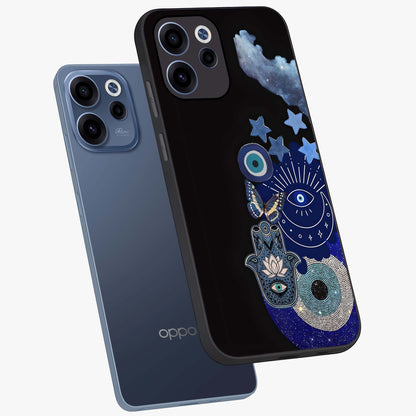 Galactic Charm Cluster Glass Case displayed in angled mockup highlighting luminous galaxy inspired design with dreamy aesthetic.