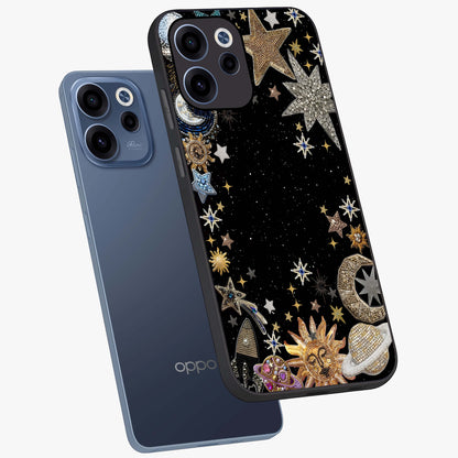 Galactic Jewel Stars Glass Case displayed in angled mockup highlighting shining celestial star design with cosmic aesthetic style.