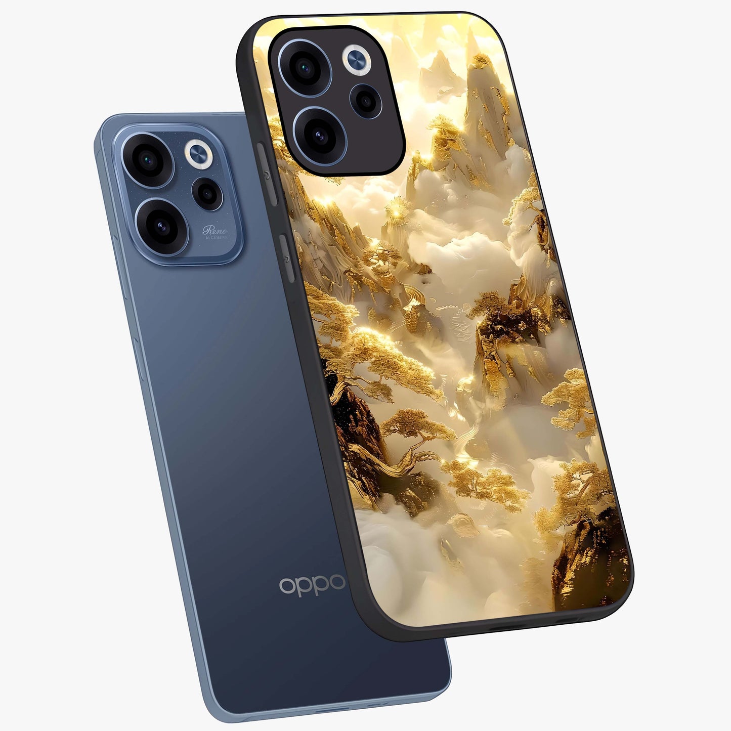 Gates Of Illumination Glass Case displayed in angled mockup highlighting radiant portal inspired design with fantasy aesthetic.