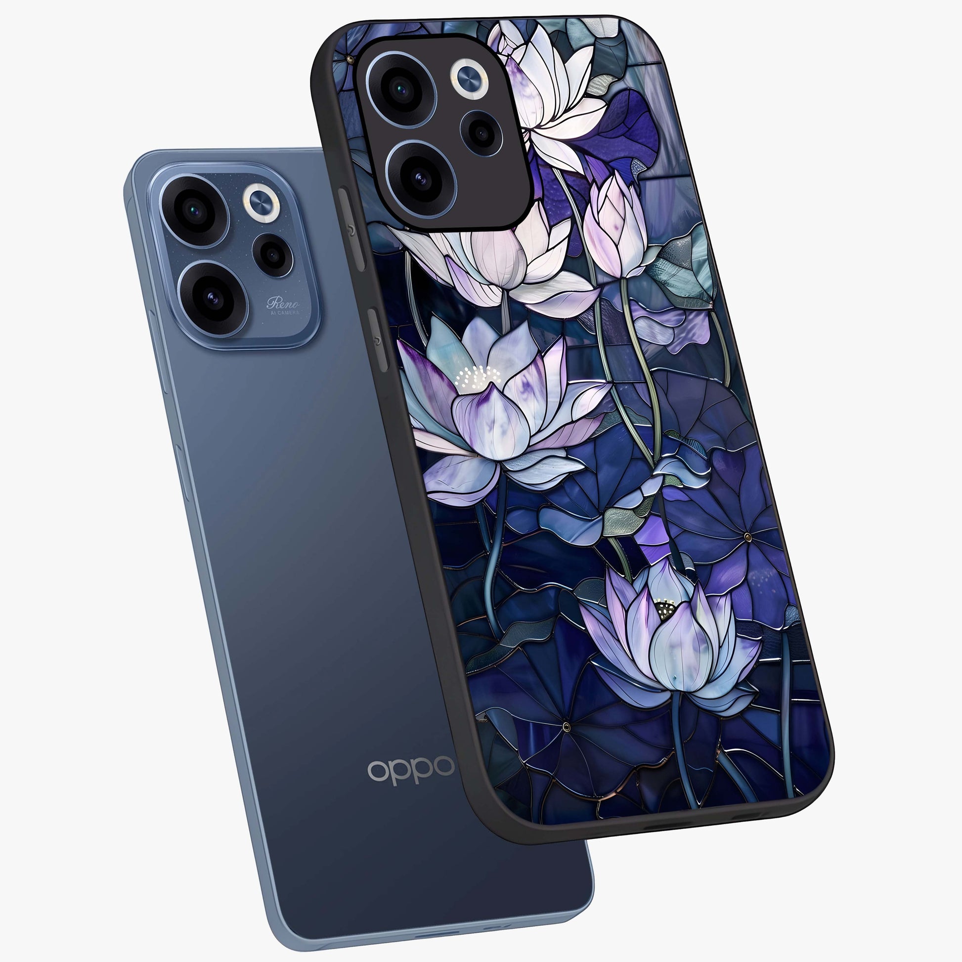 Gloss Petal Rush Glass Case displayed in angled mockup highlighting vibrant petal design with elegant floral aesthetic.