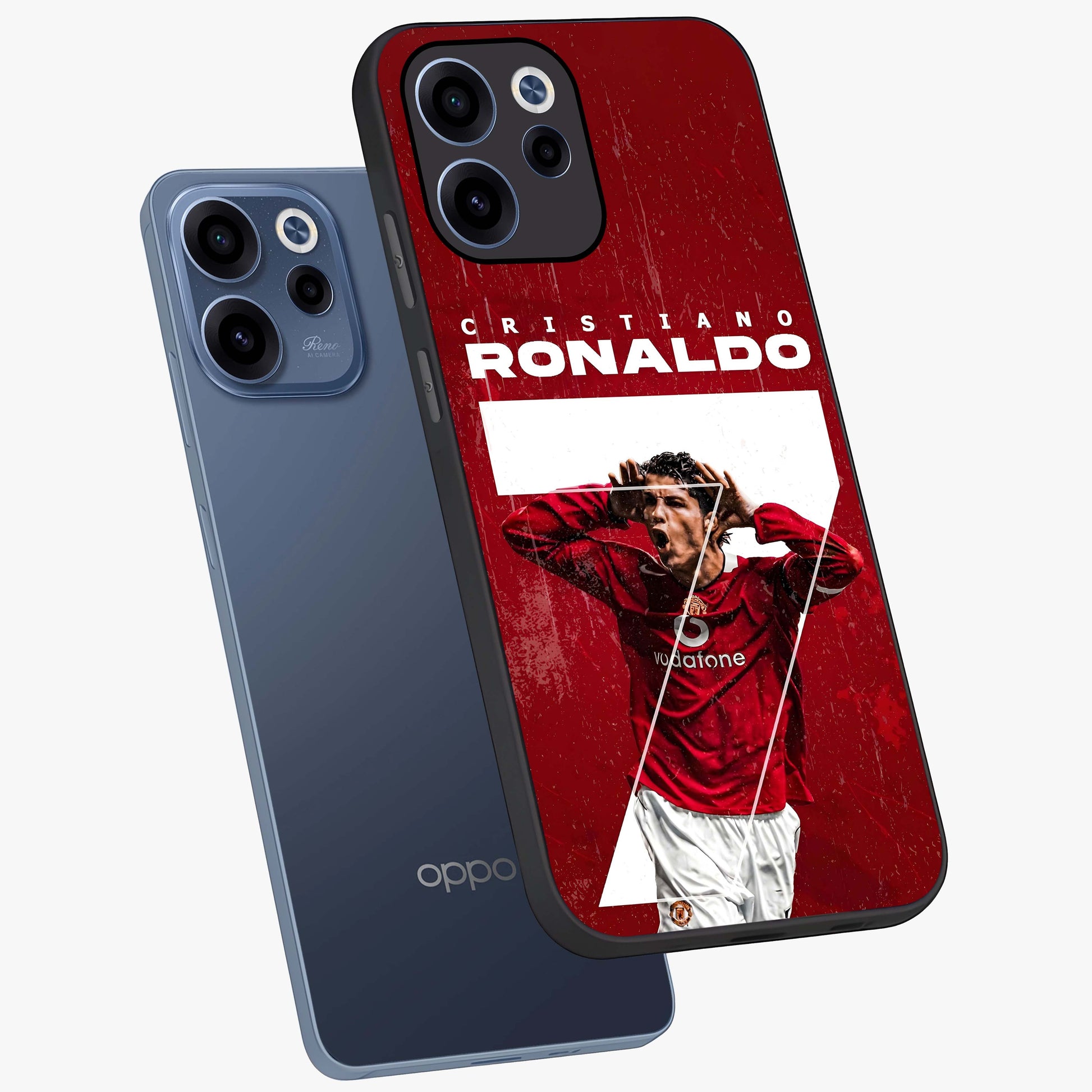 Goal Celebration Legacy Glass Case displayed in angled mockup highlighting energetic sports celebration design with bold athletic theme.