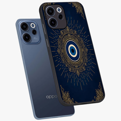 Golden Celestial Charm Glass Case displayed in angled mockup highlighting sparkling cosmic charm design with celestial aesthetic.