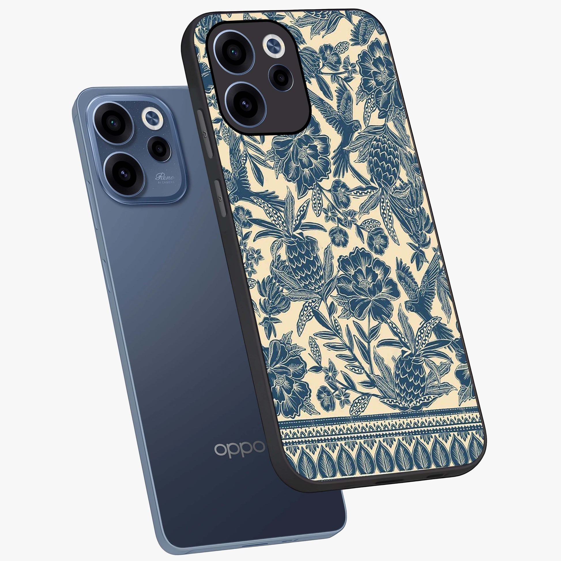 Heirloom Wild Bloom Glass Case displayed in angled mockup highlighting botanical bloom design with classic aesthetic style.