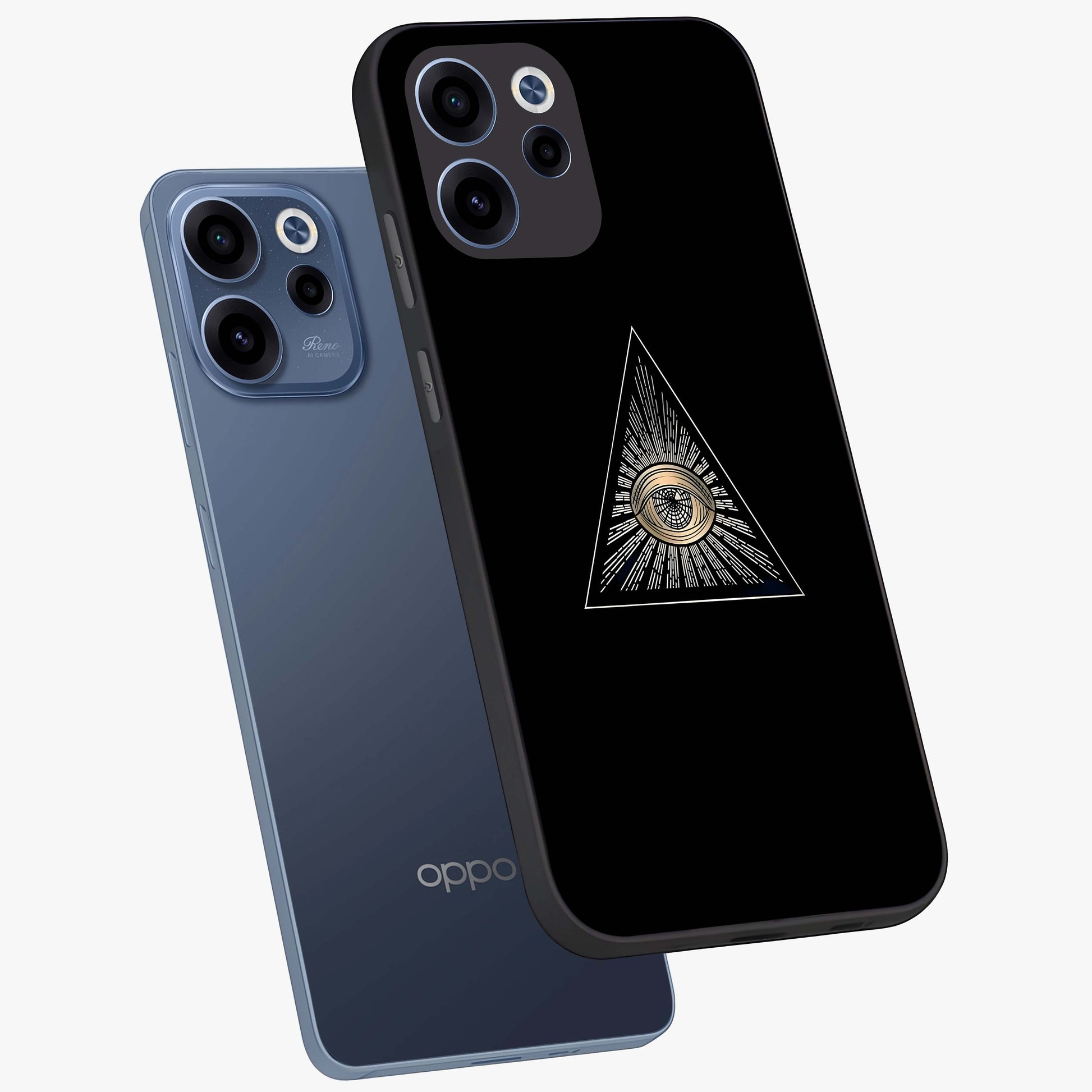 Illuminati Evil Glass Case displayed in angled mockup highlighting dark occult inspired design with bold aesthetic style.