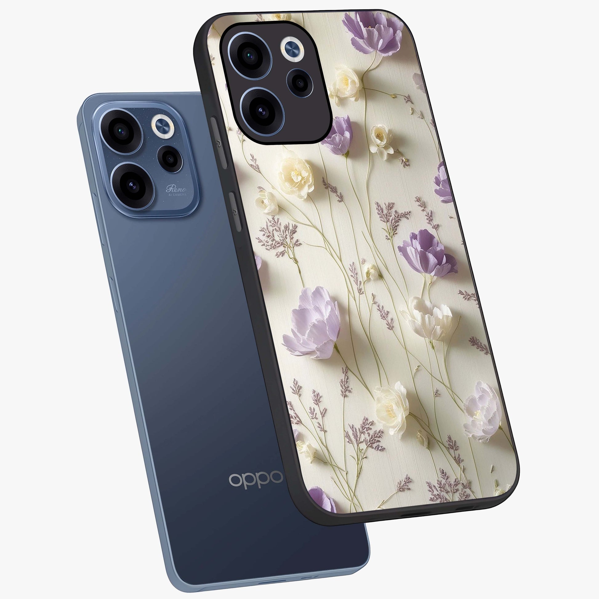 Lilac Breeze Harmony Glass Case displayed in angled mockup highlighting calm lilac breeze design with soothing aesthetic style.