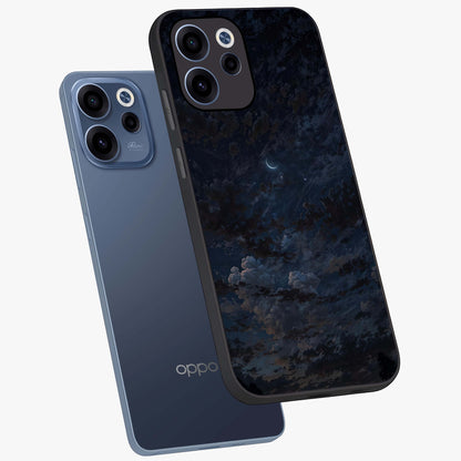 Lunar Veil Silence Glass Case displayed in angled mockup highlighting soft lunar design with peaceful celestial aesthetic.