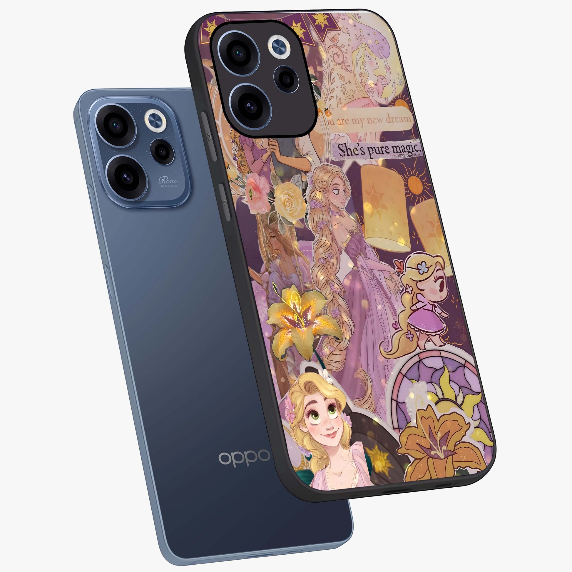 Magical Tangled Dream Glass Case displayed in angled mockup highlighting whimsical fantasy design with magical aesthetic.