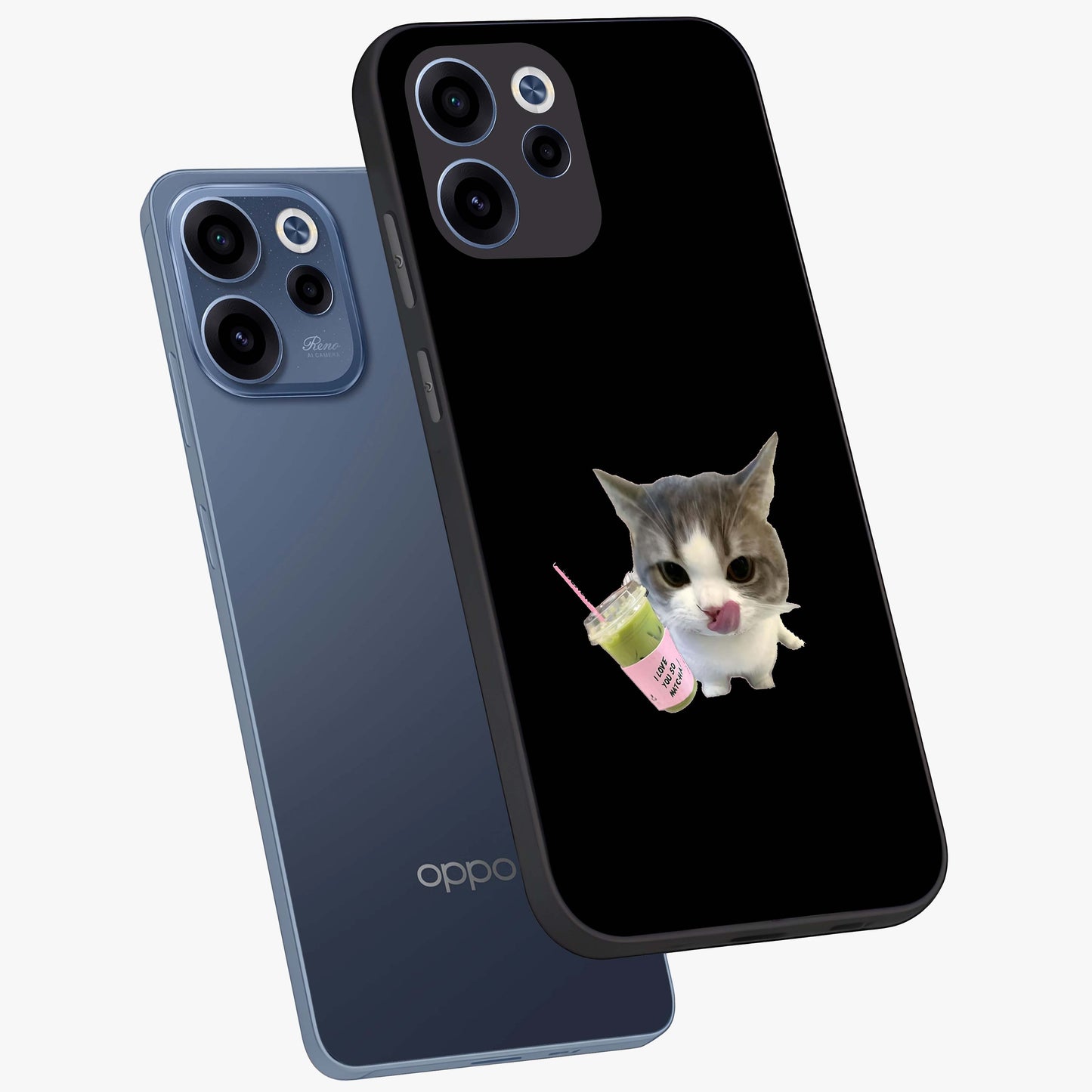 Matcha Cat Style Glass Case displayed in angled mockup highlighting playful feline design with pastel matcha aesthetic.