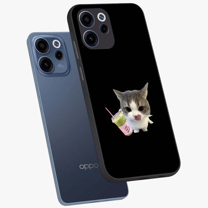 Matcha Cat Style Glass Case displayed in angled mockup highlighting playful feline design with pastel matcha aesthetic.