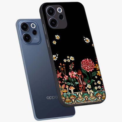 Midnight Bloom Pattern Glass Case displayed in angled mockup highlighting elegant flower design with midnight aesthetic style.