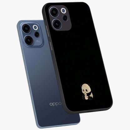 Midnight Panda Love Glass Case displayed in angled mockup highlighting adorable panda illustration with midnight aesthetic.