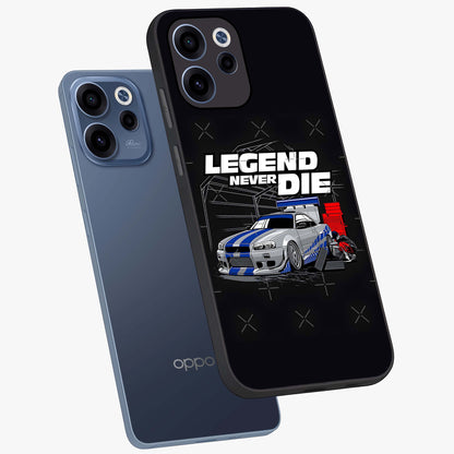Midnight Racing Legacy Glass Case displayed in angled mockup highlighting dynamic automotive design with bold midnight aesthetic.