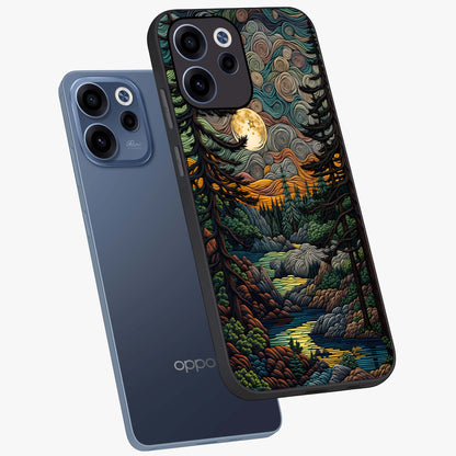 Moonlight Forest Dream Glass Case displayed in angled mockup highlighting dreamy forest design with glowing moon aesthetic.