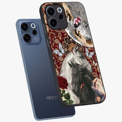 Moonlit Royal Stallion Glass Case displayed in angled mockup highlighting powerful stallion illustration with royal night aesthetic.