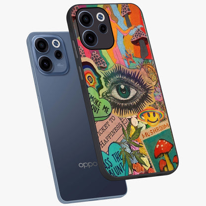 Mystic Eye Wonderland Glass Case displayed in angled mockup highlighting magical eye illustration with dreamy aesthetic.