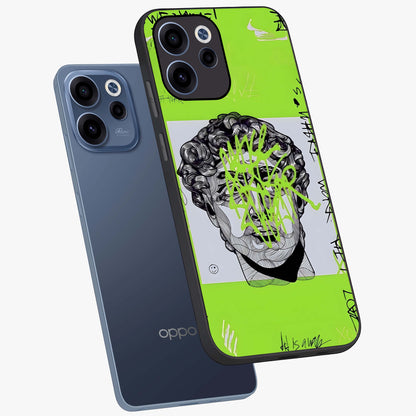 Neo Graffiti Rebellion Glass Case displayed in angled mockup highlighting urban street art design with rebellious aesthetic.