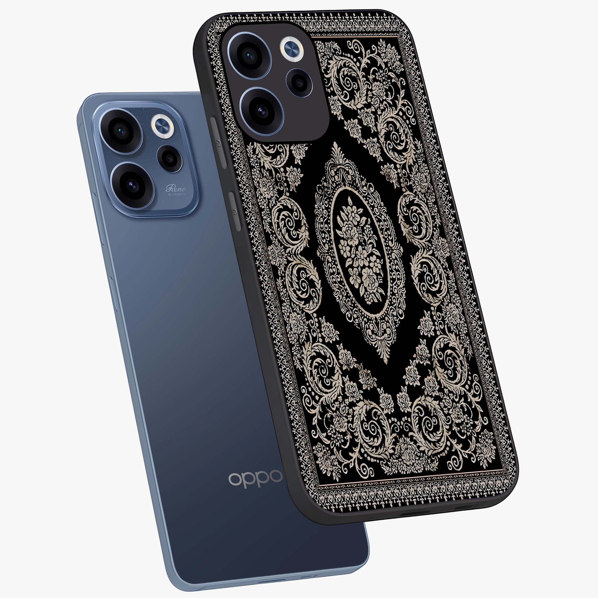 Noir Bloom Elegance Glass Case displayed in angled mockup highlighting refined flower design with stylish noir aesthetic.