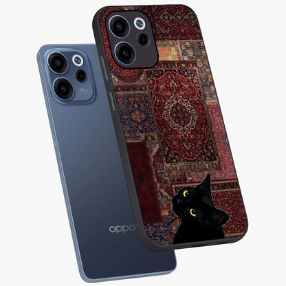 Regal Magic Cat Apple Glass Case displayed in angled mockup highlighting whimsical feline design with fantasy aesthetic.
