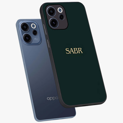 Sabr Minimal Patience Glass Case displayed in angled mockup highlighting simple inspirational design with clean aesthetic style.