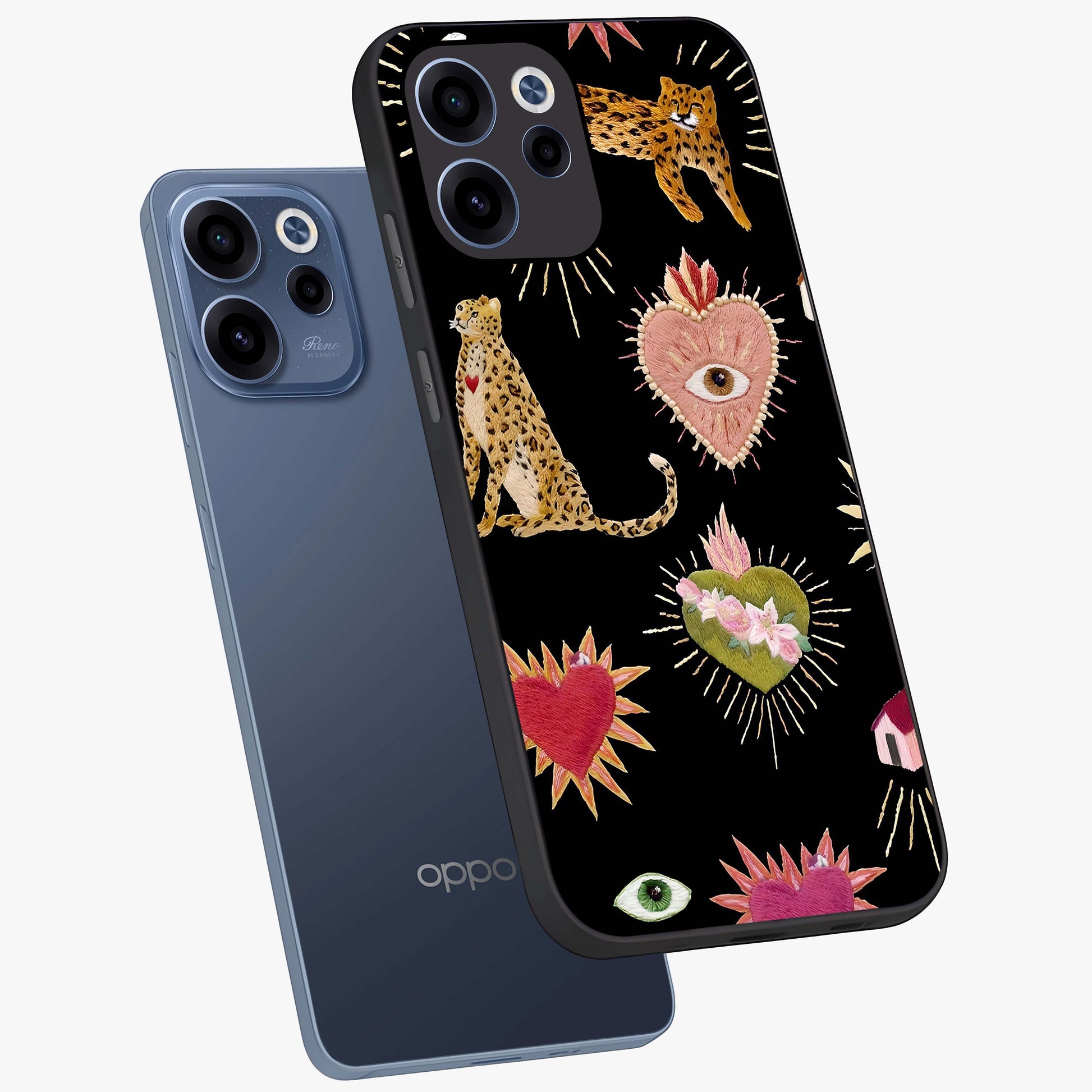 Sacred Jungle Heart Glass Case displayed in angled mockup highlighting lush tropical design with natural aesthetic style.