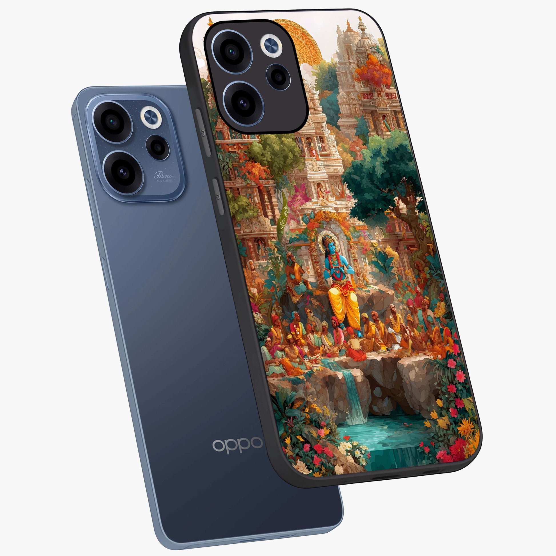 Sacred Sunlight Gods Glass Case displayed in angled mockup highlighting radiant spiritual design with celestial aesthetic.