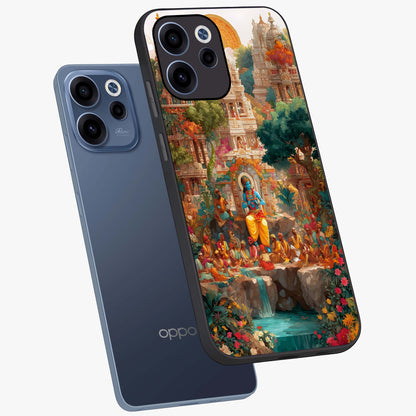 Sacred Sunlight Gods Glass Case displayed in angled mockup highlighting radiant spiritual design with celestial aesthetic.