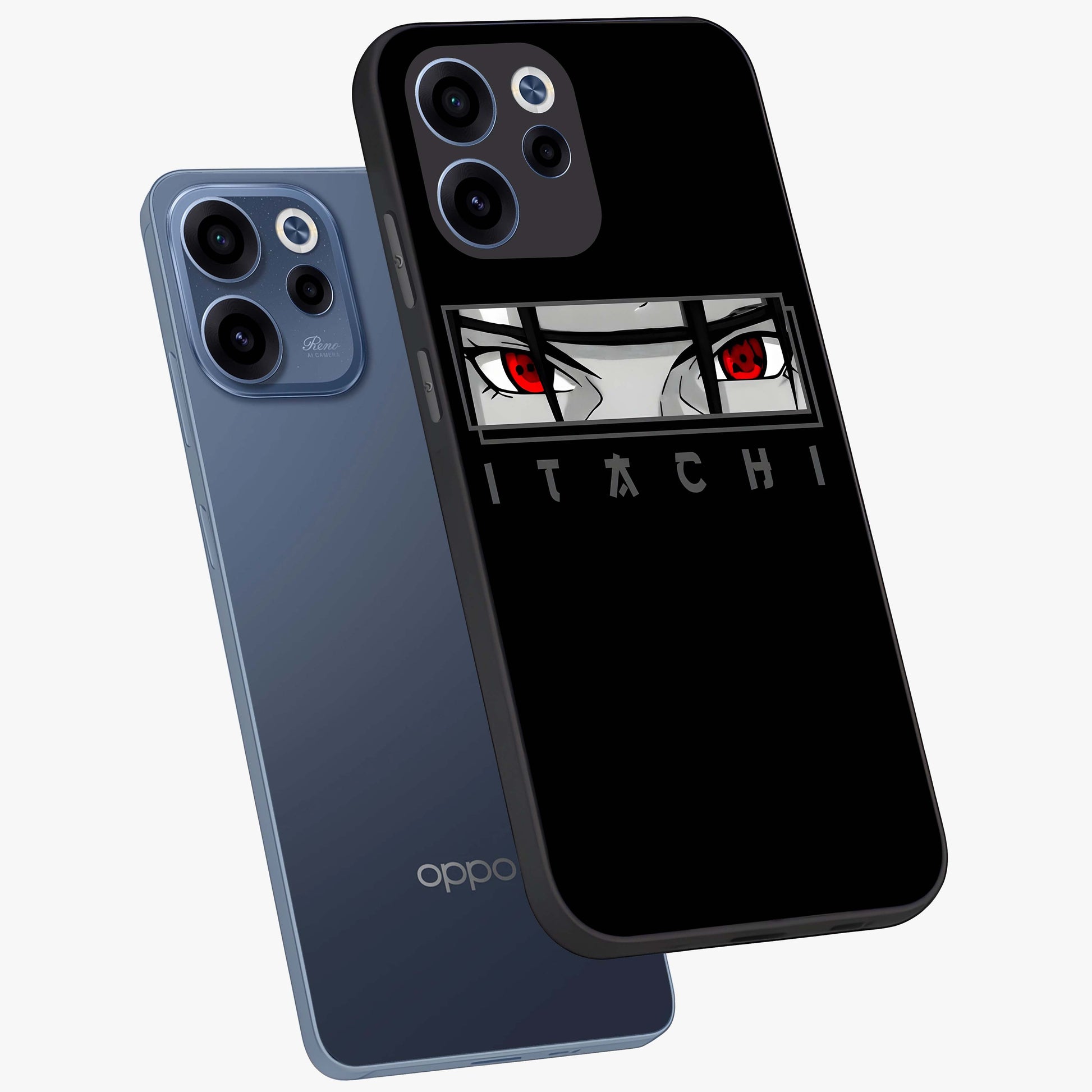 Scarlet Gaze Dominance Glass Case displayed in angled mockup highlighting intense visual design with bold scarlet aesthetic.