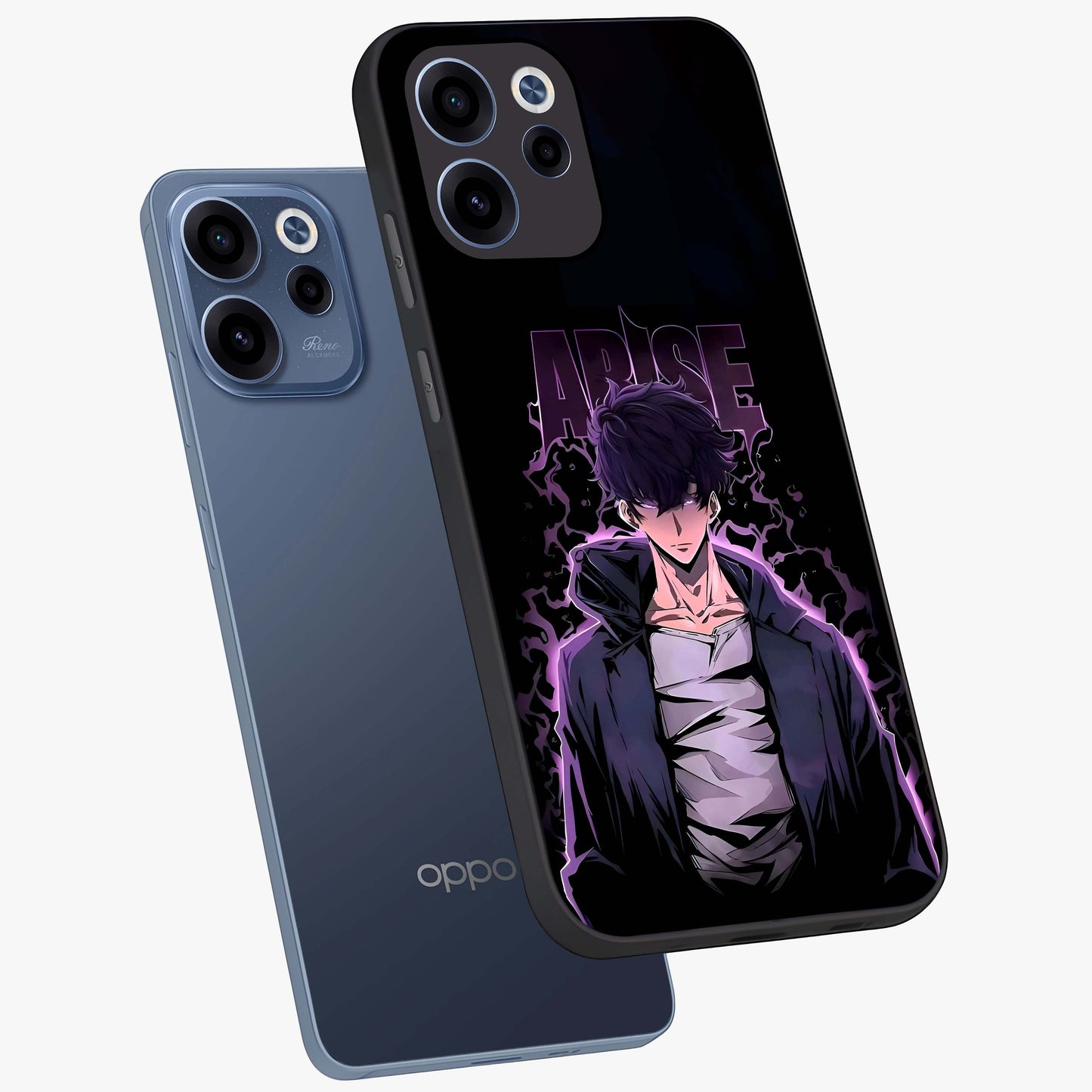 Shadow Monarch Awakening Glass Case displayed in angled mockup highlighting dramatic shadow warrior design with fantasy aesthetic.