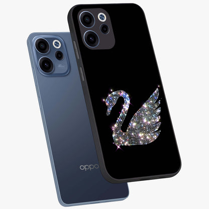 Starlit Swan Grace Glass Case displayed in angled mockup highlighting elegant swan illustration with dreamy celestial aesthetic.