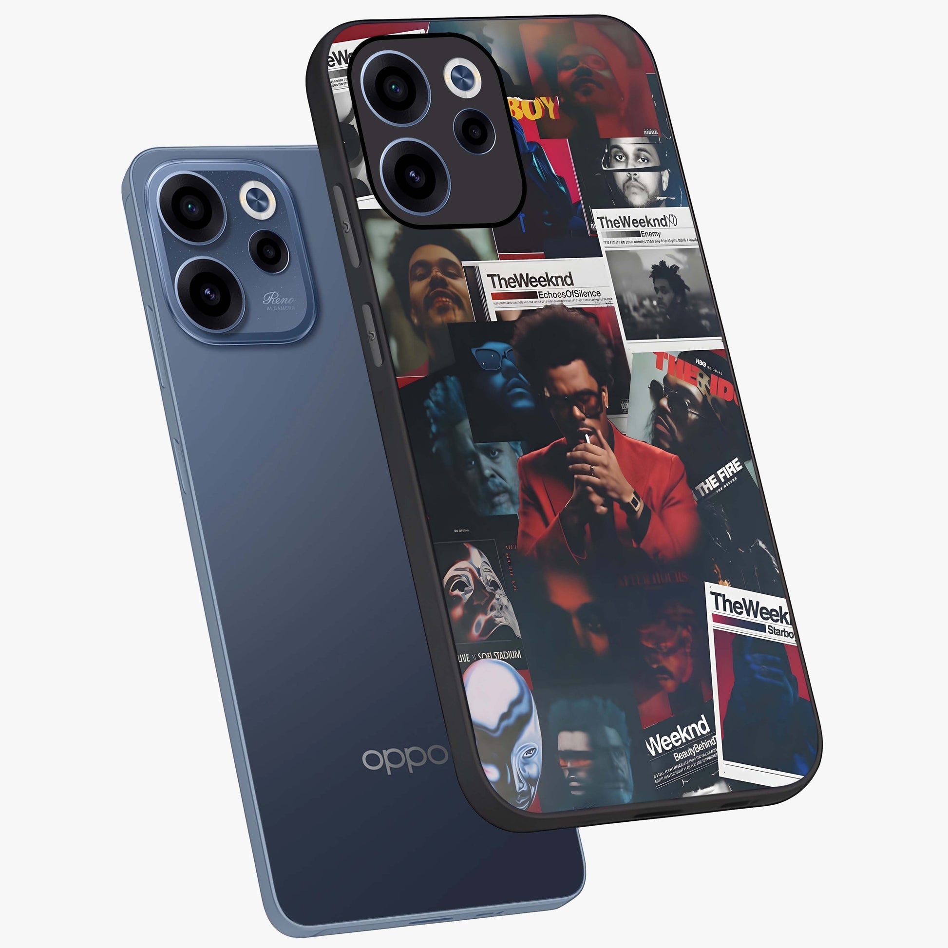 The Weeknd Glass Case displayed in angled mockup highlighting stylish pop culture inspired design with modern aesthetic.