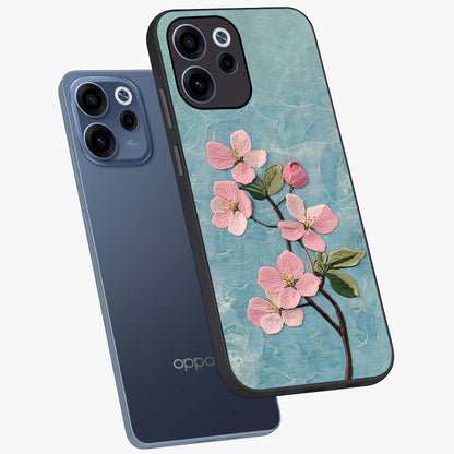 Threaded Blossom Breeze Glass Case displayed in angled mockup highlighting elegant floral design with soft aesthetic style.