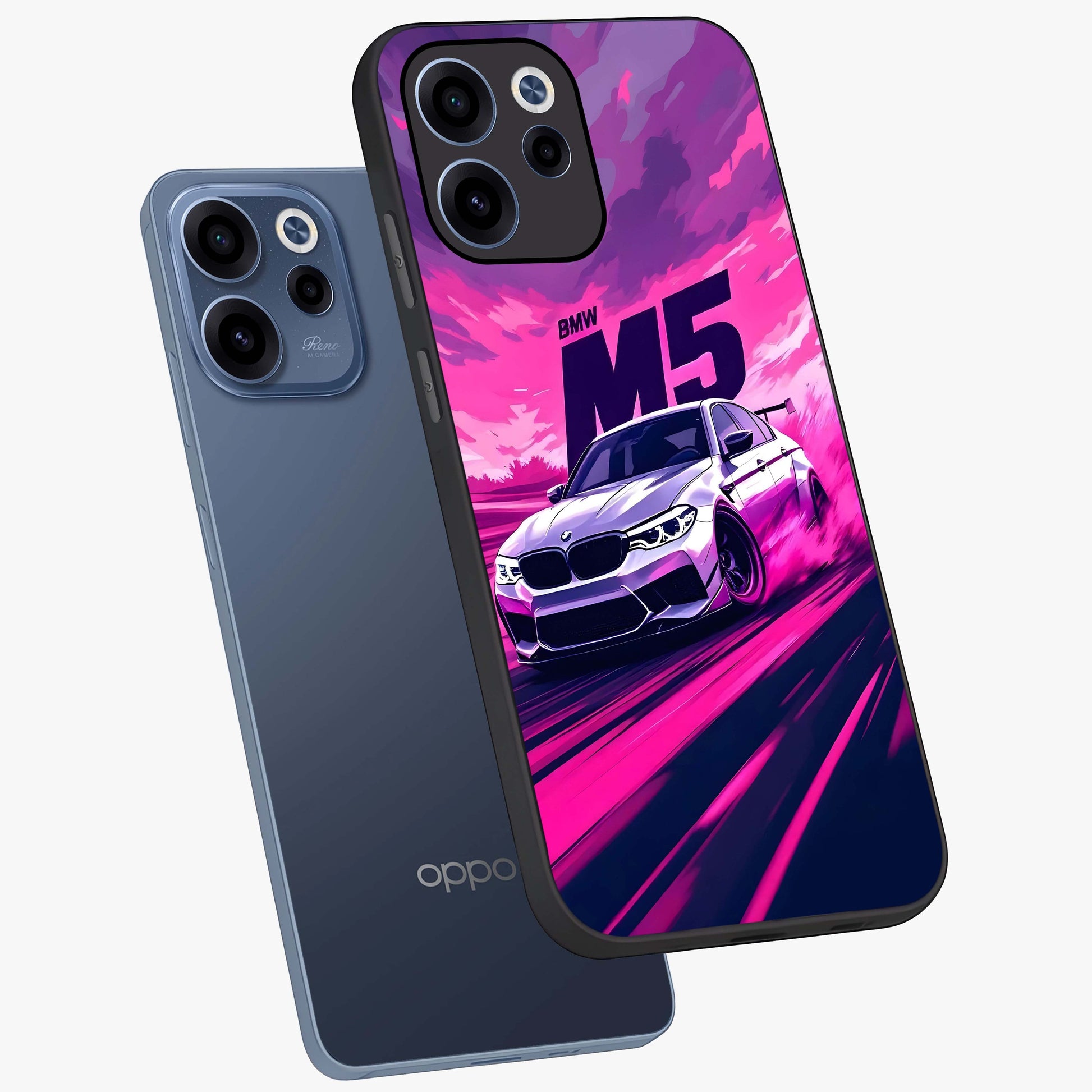 Velocity Drift Pulse Glass Case displayed in angled mockup highlighting dynamic drift design with sporty automotive aesthetic.