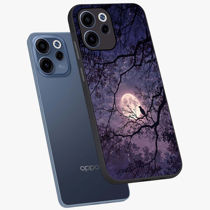 Whispering Moon Silence Glass Case displayed in angled mockup highlighting calm lunar design with dreamy night aesthetic.