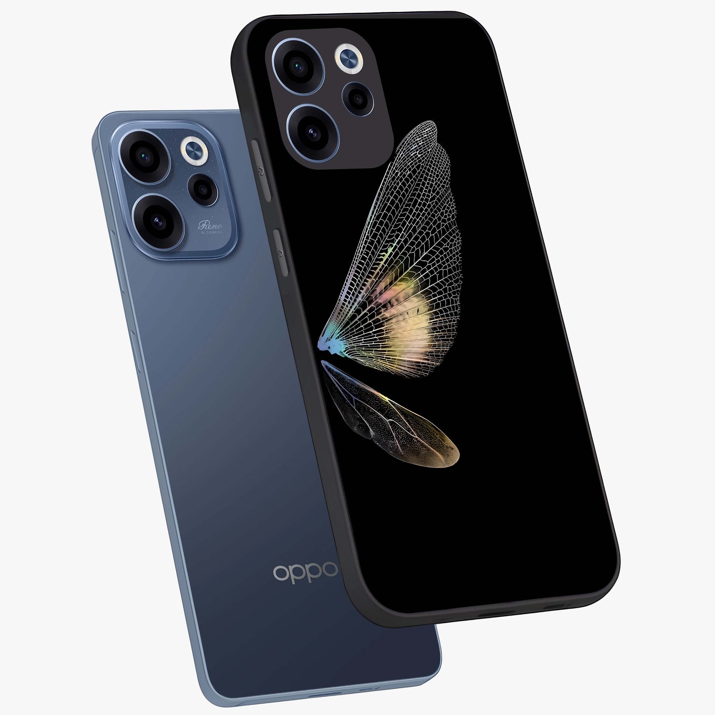 Whispers Of Wings Glass Case displayed in angled mockup highlighting soft feather design with celestial aesthetic style.