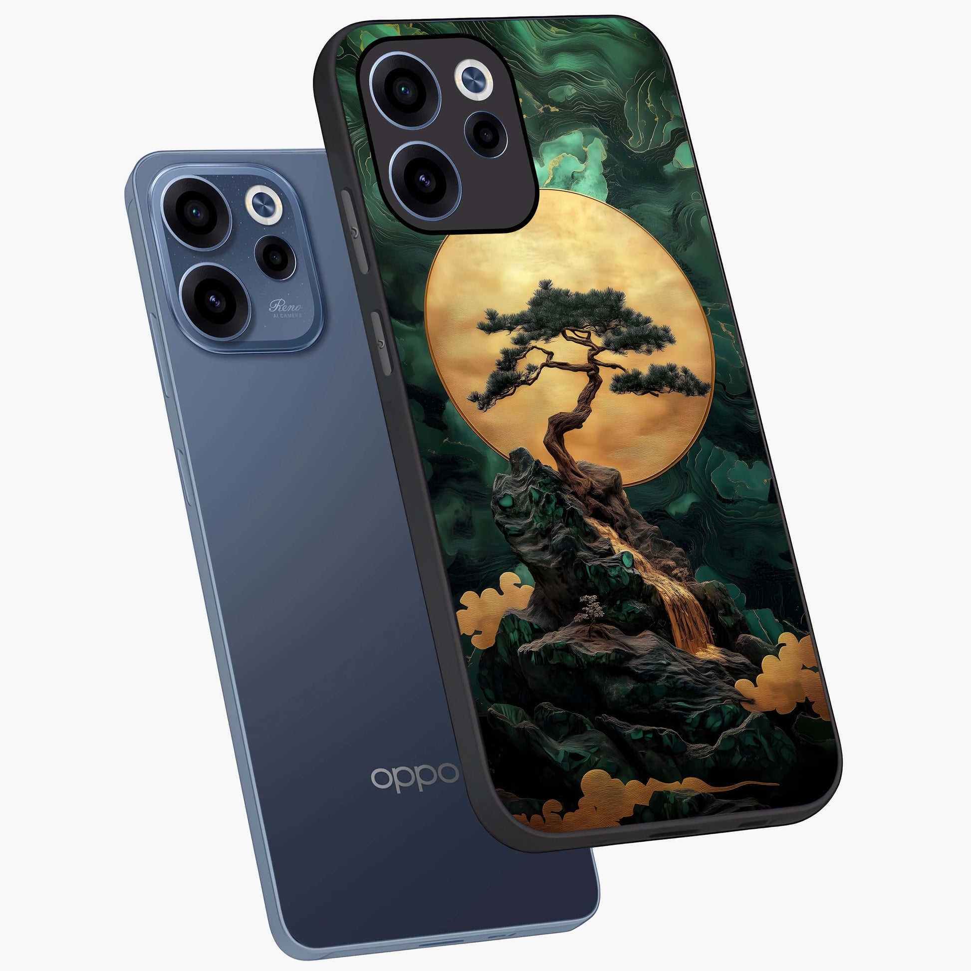 Zen Moon Rise Glass Case displayed in angled mockup highlighting peaceful lunar design with zen aesthetic style.