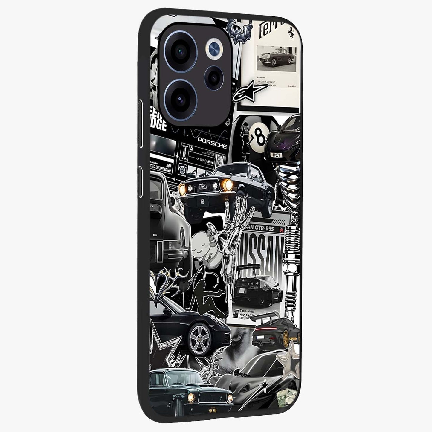 Aesthetic Dark Love Glass Case upright view showcasing dramatic romantic artwork with modern aesthetic style.