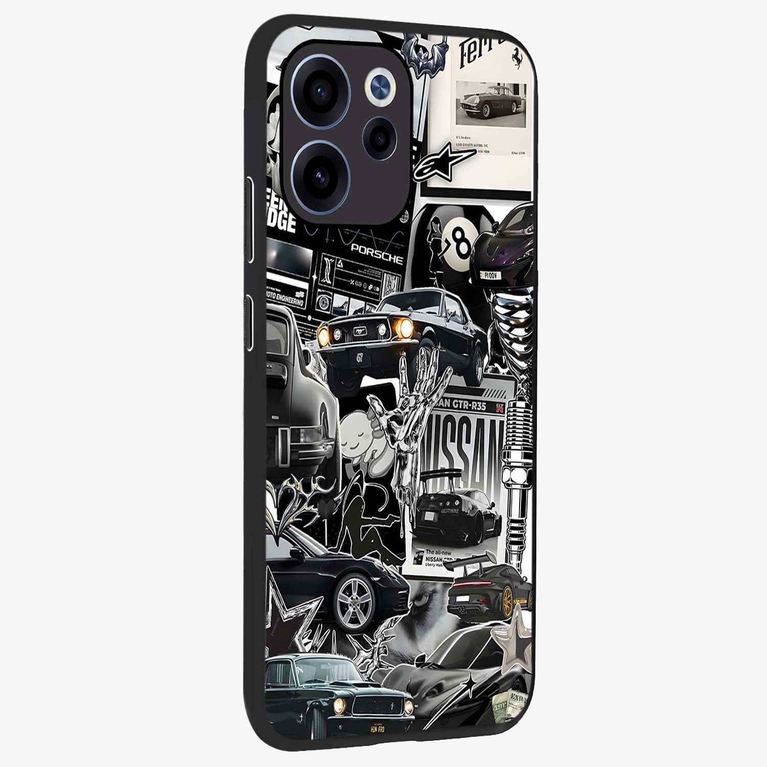 Aesthetic Dark Love Glass Case upright view showcasing dramatic romantic artwork with modern aesthetic style.