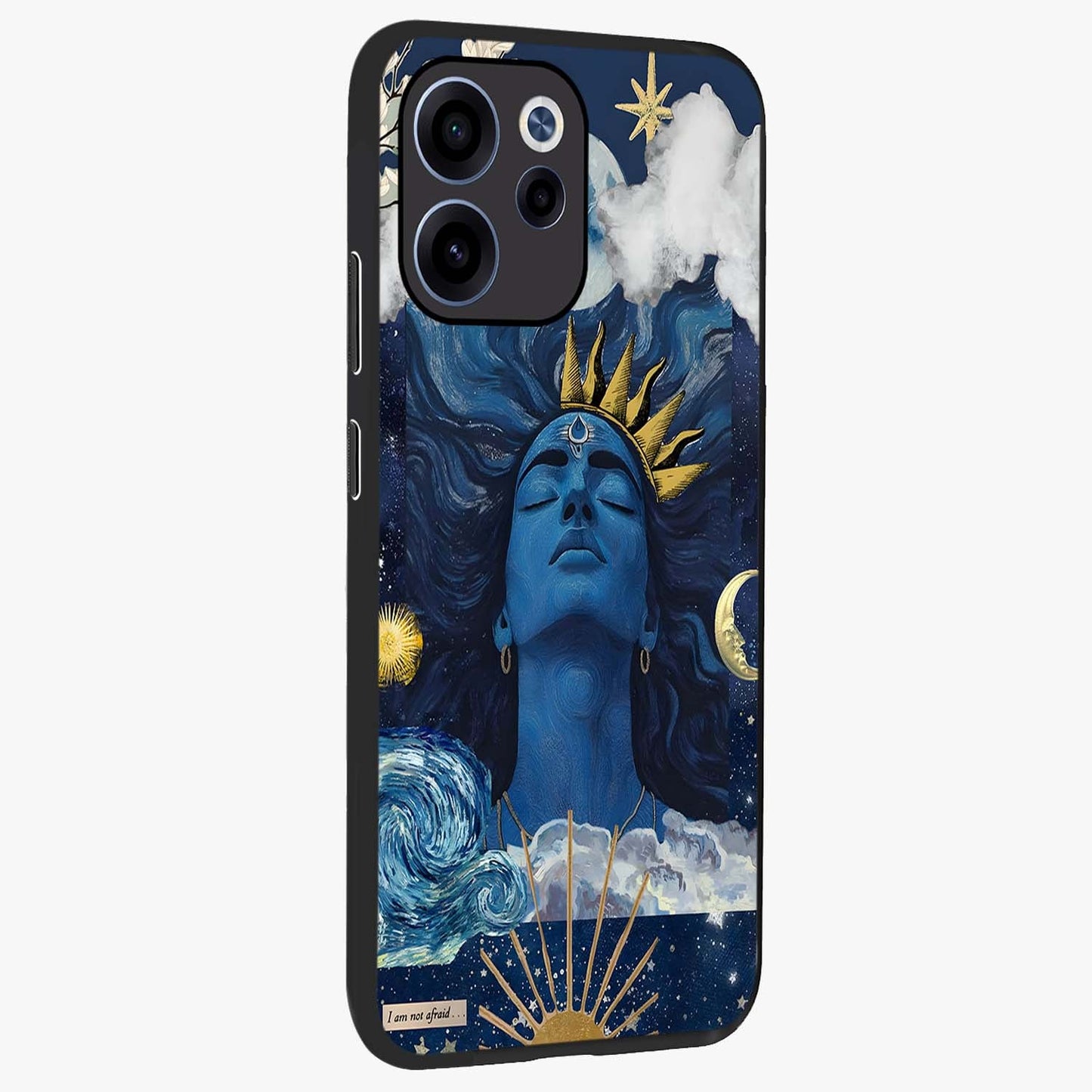 Aesthetic Lord Shiva Glass Case upright view showcasing powerful Lord Shiva artwork with devotional theme.