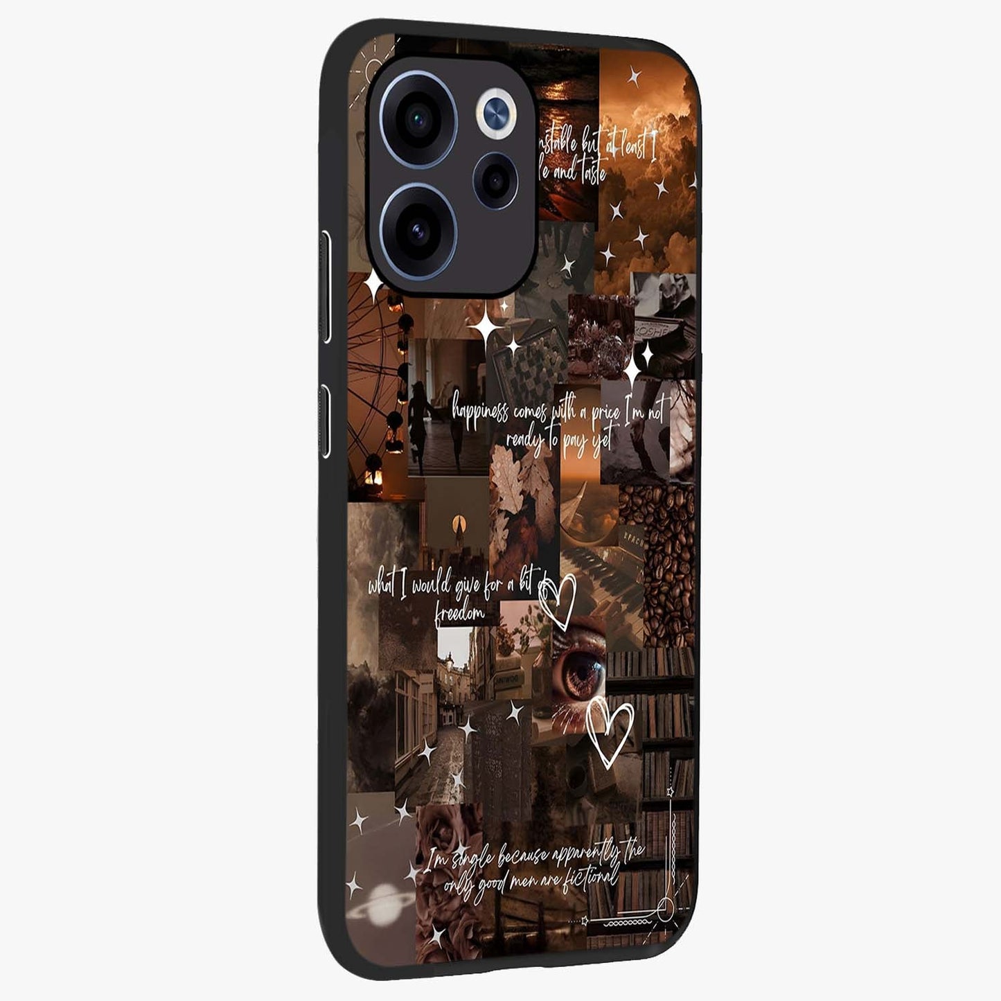 Bittersweet Aesthetic Chaos Glass Case upright view showcasing bold artistic chaos design with modern aesthetic style.